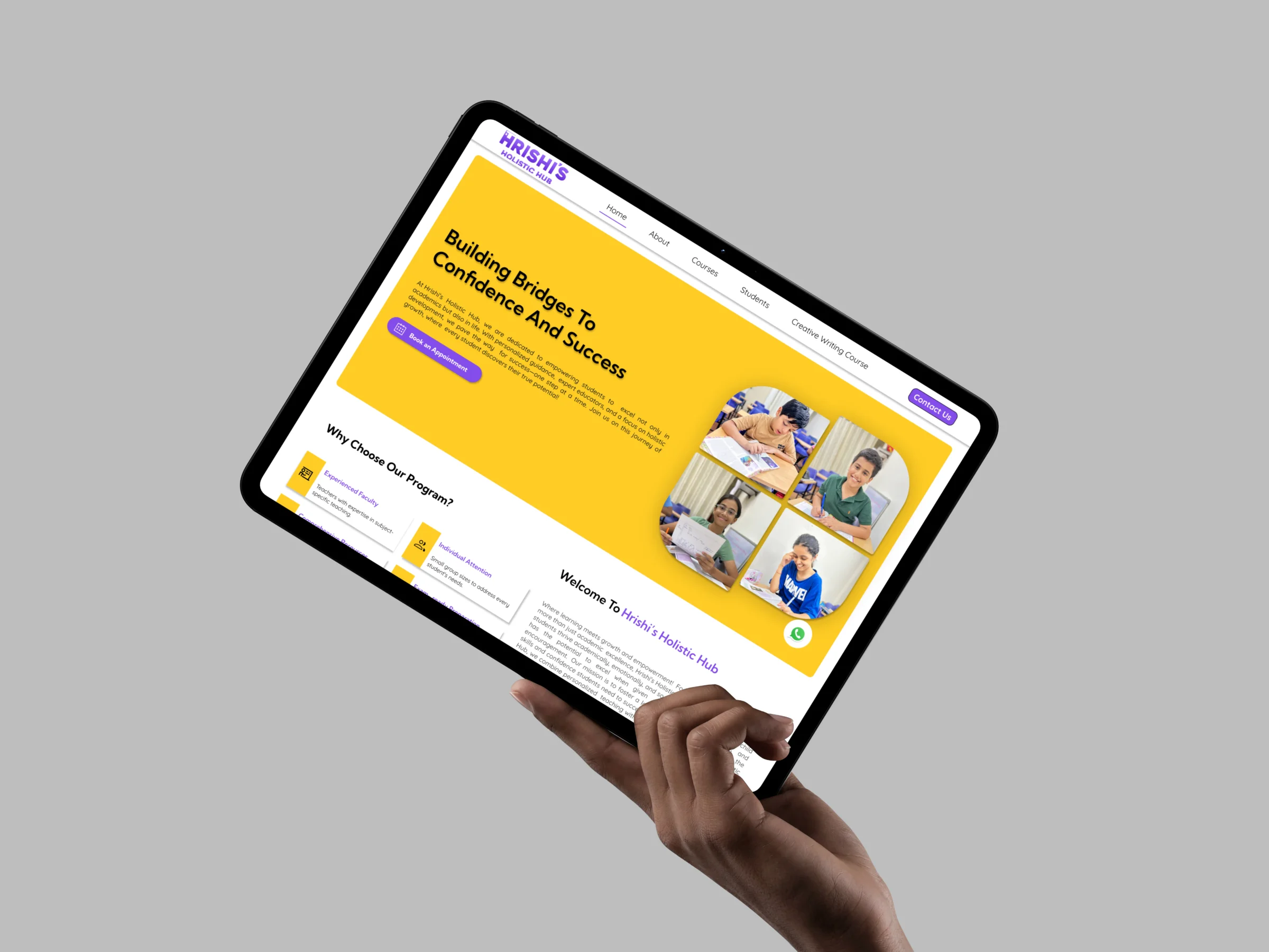 Hrishis Holistic Hub interface — English Learning Website Development