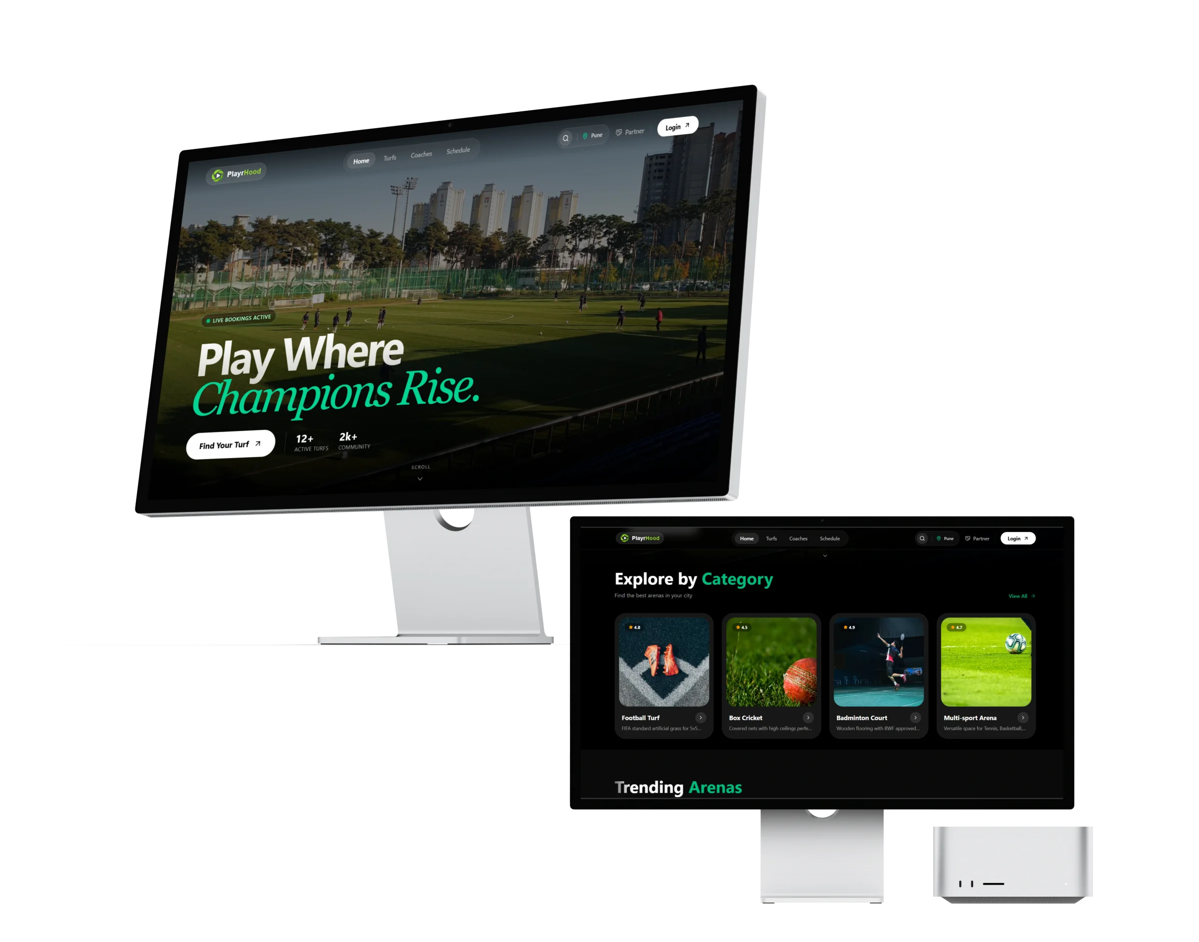 PlayrHood interface — Sports Venue Booking Platform